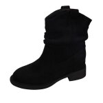 Bottes femme hiver en daim synthtique?bottines mi - mollet  talon bas confortables et antidrapantes?chaussu ...