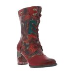 Bottes femme laura vita rouge et  lacets plats et zip