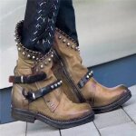 Bottes femme rock en cuir à studs et zip - bottines punk à talon basconfortables et antidérapantes pour ... Bottes femme rock en cuir à studs et zip - bottines punk à talon basconfortables et antidérapantes pour ...
