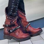 Bottes femme rock en cuir à studs et zip - bottines punk à talon basconfortables et antidérapantes pour ... Bottes femme rock en cuir à studs et zip - bottines punk à talon basconfortables et antidérapantes pour ...