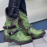 Bottes femme rock en cuir à studs et zip - bottines punk à talon basconfortables et antidérapantes pour ... Bottes femme rock en cuir à studs et zip - bottines punk à talon basconfortables et antidérapantes pour ...