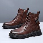 Bottes homme en cuir véritabl ?bottines hautes style martin avec lacets et fermeture Éclair?semelle Épaisse ... Bottes homme en cuir véritabl ?bottines hautes style martin avec lacets et fermeture Éclair?semelle Épaisse ...