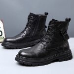 Bottes homme en cuir véritabl ?bottines hautes style martin avec lacets et fermeture Éclair?semelle Épaisse ... Bottes homme en cuir véritabl ?bottines hautes style martin avec lacets et fermeture Éclair?semelle Épaisse ...
