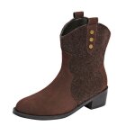Bottes martin vitata  talons carrs et surpiqres pour femme - talon moyen bout rond large bottines ...