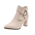 Bottes  talons hauts pour femme vitata - grandes tailles - bout pointu - boucle en cuir mtallis - ...