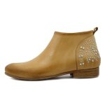 Bottines femme cuir beige zip talon plat osvaldo pericoli