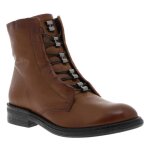 Bottines femme mjus en cuir vieillit marron  talon dcroch bas  lacets enduis et zip latral