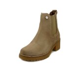 Bottine femme - pitillos - daim beige - zip et lastique