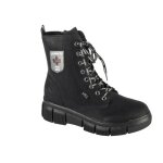 Bottines femme - rieker - noir - cuir synthtique - talon plat - hauteur moyenne