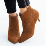 Bottines  talon haut pour femme?bottes courtes en velours  zip?lgantes et confortables?idales pour ...