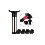 Bouchon de bouteille de vin - acier inoxydable - livr dans un coffret cadeau - 1 pompe  vide et 4 bouchons ...