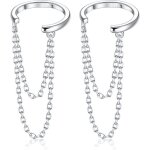 Boucles doreilles en argent 925 pour femme sans piercing avec clip earcuffs de chane sur helix cartilage ...