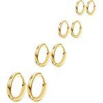 Boucles doreilles cr�oles en acier inoxydable 4 paire dor�es boucles doreilles hypoallerg�niques pour ...