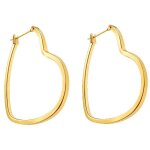 Boucles doreilles cr�oles c?ur femme plaqu� or 18 carats ? grandes anneaux c?ur 30mm ? bijou poin�onn� ...