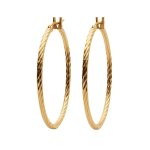 Boucles doreilles cr�oles grandes torsad�es femme plaqu� or jaune 18k ? finition diamant�e scintillante ...