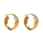 Boucles doreilles cr�oles torsad�es �paisses pour femme ? acier inoxydable dor� 22 mm ? r�sistant � leau ...