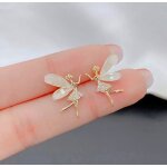 Boucles doreilles f�e nac�a avec ailes nacr�es bijoux f�e boucles f�e bijoux feeriques