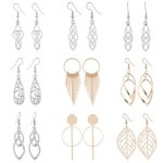 Boucles doreilles - femme - 9 paires pendantes - argent et or - alliage - style boho argent et or argent ...