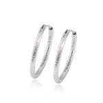 Boucles doreilles - femme - croles - jonc - cisel - 24 mm - argent fin 925 / 1000