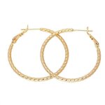 Boucles doreilles - femme - croles - jonc - cisel - 35 mm - plaqu or jaune 750 / 1000 - 3 microns ...