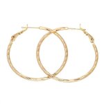 Boucles doreilles - femme - croles - jonc - cisel - plaqu or jaune 750 / 1000 - 3 microns - 38 mm