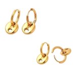 Boucles doreilles - femme - croles - jonc - grain de caf - 23 mm - acier chirurgical - dor - 18 carats ...