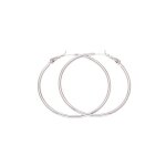 Boucles doreilles - femme - cr�oles - jonc - lisse - argent 925 / 1000 - fin et rhodi� - 50 mm - fermoir ...