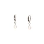 Boucles doreilles - femme - croles - perle - 6 mm - suspendue - argent fin 925 / 1000 - rhodi - 24 ...