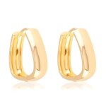 Boucles doreilles - femme - croles - trapze - tranche - lisse - plaqu or jaune 750 / 1000 - 3 microns ...