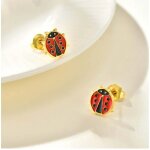 Boucles doreille femme enfant acier inoydable plaqu� or coccinelle