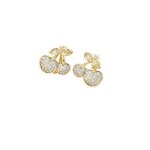 Boucles doreilles - femme / enfant - dormeuses - cerises - cristal - blanc - plaqu or jaune 585 / 1000 ...