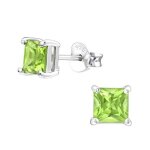 Boucles doreilles - femme / homme - puces - losange - pridot - argent massif 925 / 1000 - 7 mm