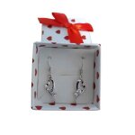 Boucles doreilles - femme - pendantes - coeur - cristal - blanc - argent 925 / 1000 - 35 x 10 mm