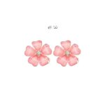 Boucles doreilles - femme - puces - fleur - rsine - rose - argent fin 925 / 1000 rhodi - 15 mm