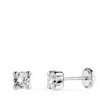 Boucles doreilles or 18 carats 750 / 000 blanc zirconium - 4mm Boucles doreilles or 18 carats 750 / 000 blanc zirconium - 4mm