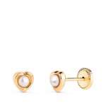 Boucles doreilles or 18 carats 750 / 000 jaune c?ur - perle - bo3958 - 3pe Boucles doreilles or 18 carats 750 / 000 jaune c?ur - perle - bo3958 - 3pe