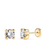 Boucles doreilles or 18 carats 750 / 000 jaune zirconium - 5mm