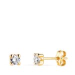 Boucles doreilles or 18 carats 750 / 000 jaune zirconium - bo5700 - 3pox