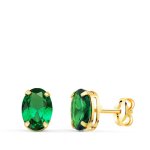 Boucles doreilles or 18 carats 750 / 000 - zirconiums vert emeraude - bo8998oxve