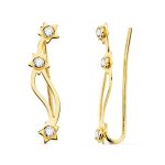 Boucles doreilles or 18 carats 750 jaune - contours grimpeurs - etoiles - bo21116ox