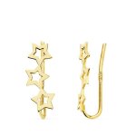 Boucles doreilles or 18 carats 750 jaune - contours grimpeurs - etoiles - bo21119
