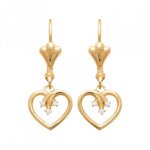 Boucles doreilles pendantes coeur zirconium plaqu� or 18 carats 750 / 000