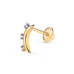 Boucle doreille piercing en or bicolore 18 carats avec une forme de lune de 8 mm et un zircon cubique ... Boucle doreille piercing en or bicolore 18 carats avec une forme de lune de 8 mm et un zircon cubique ...