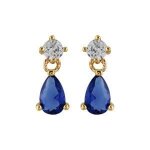 Boucles doreille plaqu� or tige pierre goutte pen