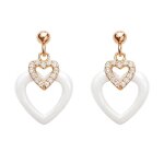 Boucles d?oreilles c?ur femme en plaqu� or rose 18 carats c�ramique blanche et oxydes de zirconium - ...