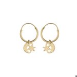 Boucles doreilles cr�oles etoile + lune plaqu� or 18 carats 750 / 000