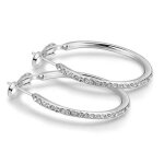 Boucles doreilles cr�oles femme fille 35 cm baign�es dans lor blanc. bo�te cadeau offerte. cadeau no�l ...