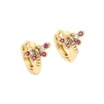 Boucles d?oreilles - enfant - croles - libellule - cristal - rose - blanc - plaqu or jaune 750 / 1000 ...