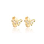 Boucles d?oreilles - enfant - créoles - papillon - cristal - blanc - plaqué or jaune 750 / 1000 - 3 microns ... Boucles d?oreilles - enfant - créoles - papillon - cristal - blanc - plaqué or jaune 750 / 1000 - 3 microns ...