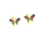 Boucles doreilles - enfant - créoles - papillon - cristal - multicolore - plaqué or jaune 750 / 1000 ... Boucles doreilles - enfant - créoles - papillon - cristal - multicolore - plaqué or jaune 750 / 1000 ...